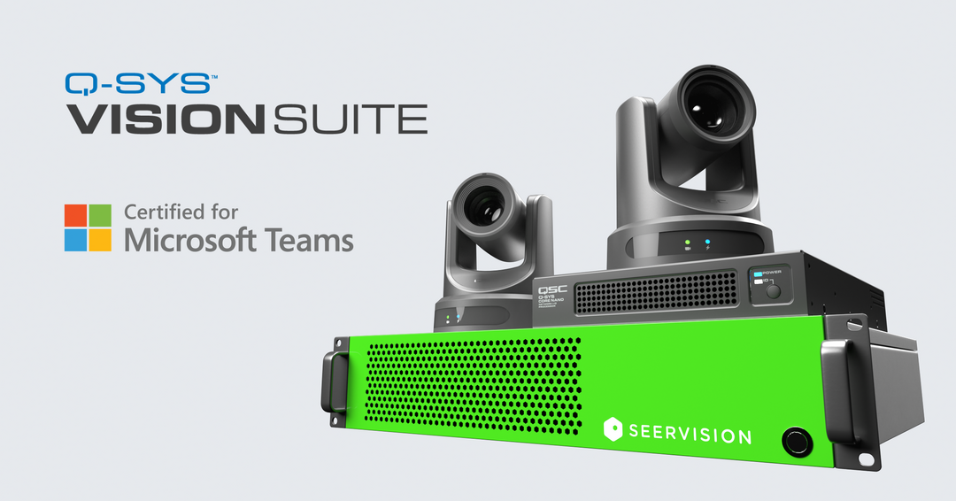 图片文字:Q-SYS VisionSuite,获得Microsoft Teams认证