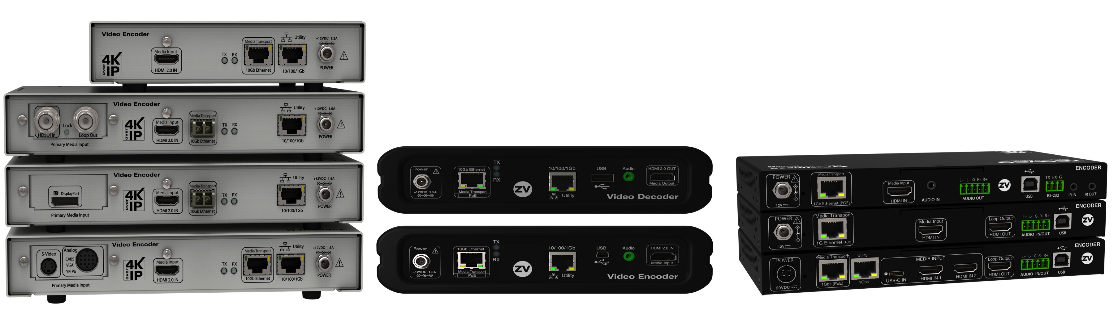 ZyPer4K、ZyPerUHD和ZyPerUHD60编码器和解码器合照