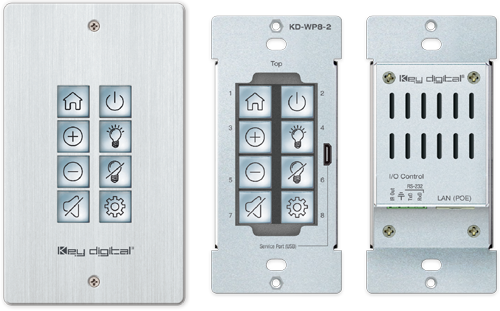 Key Digital KD-WP8-2的正面和背面图（使用和不使用面板）