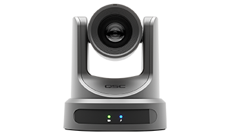 Front view of a Q-SYS NC-12x80 PTZ Camera