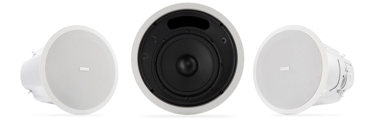 AD-C81Tw吸顶式扬声器（带网罩和不带网罩）的正面主图和侧倾角度主图